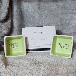 Rae Dunn Artisan Collection Savor & Enjoy Square Bowl set